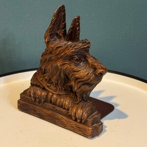 Vintage Scottie Dog Terrier Bookend Deco Syroco Wood Puppy Office